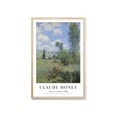 Art Print Wood Frame Claude Monet 1880 Poster Exhibition