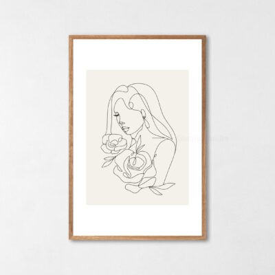 Poster Single Line Woman Abstract Face Art Print