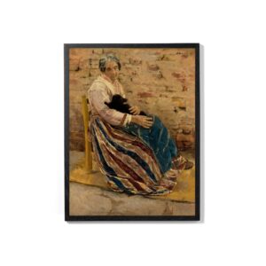 Art Print An Old Woman with Cat