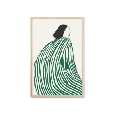 Abstract Poster Print Woman Green Striped Dress Art