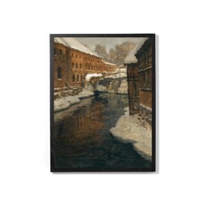 The Akerselven River in the Snow Poster Print Vintage